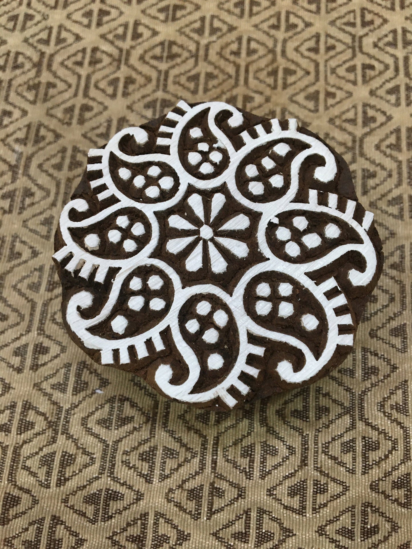 Paisely Mandala , hand carved Indian wood printing block; textile stamp; pottery stamp,