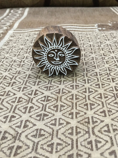 Radiant Impressions: Artistic Wooden Sun Printing Blocks for Stylish Creations, hand carved Indian block; textile stamp; pottery stamp,