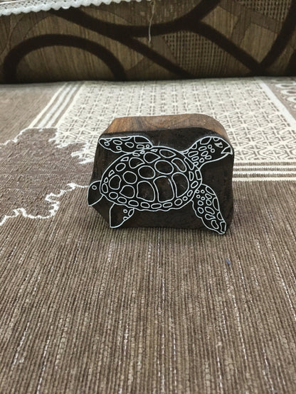 Indian Wood Stamp, Textile Stamp, Wood Blocks, Pottery Stamp,- TURTLE, hand carved Indian wood printing block; textile stamp; pottery stamp,