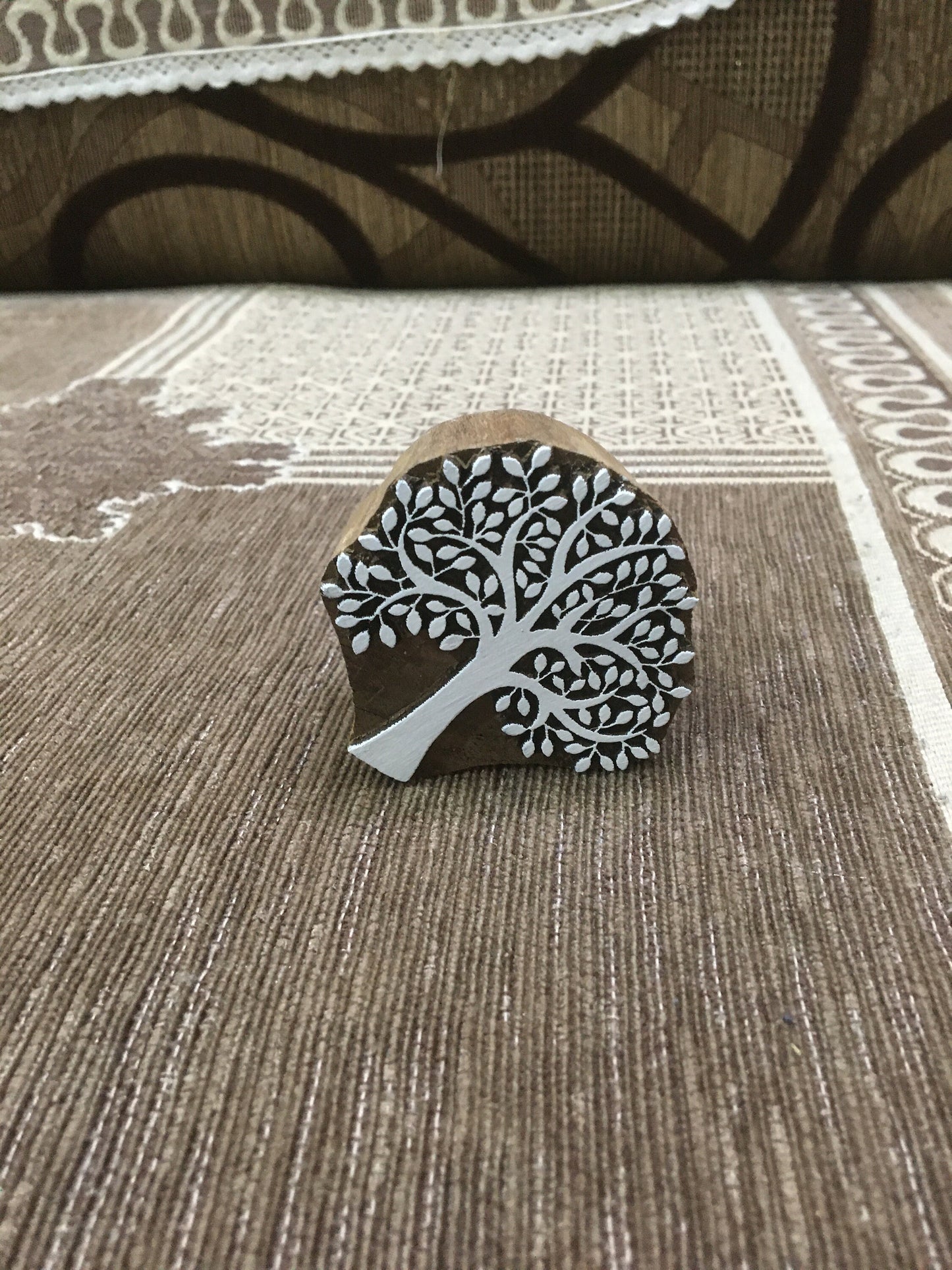 Indian Wooden Printing Block – Bold Spring Tree, hand carved Indian wood printing block; textile stamp; pottery stamp,