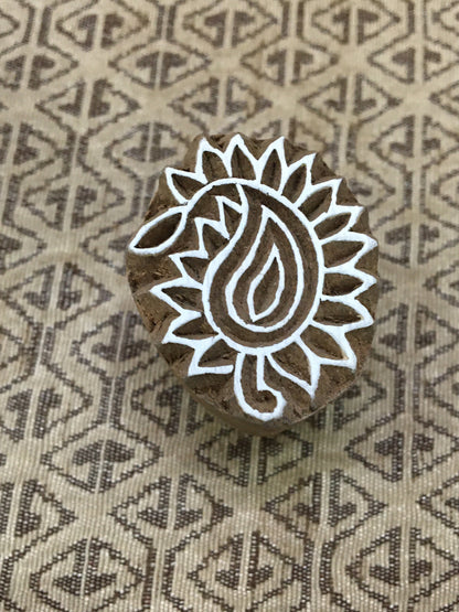 Small Paisley, hand carved Indian wood printing block; textile stamp; pottery stamp,