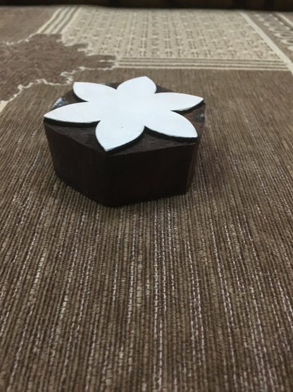 six leaves lotus, hand carved Indian wood printing block; textile stamp; pottery stamp,