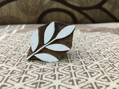 Nature's Grace: Indian Wooden Printing Block - Exquisite Leaf Design, hand carved Indian wood printing block; textile stamp; pottery stamp,