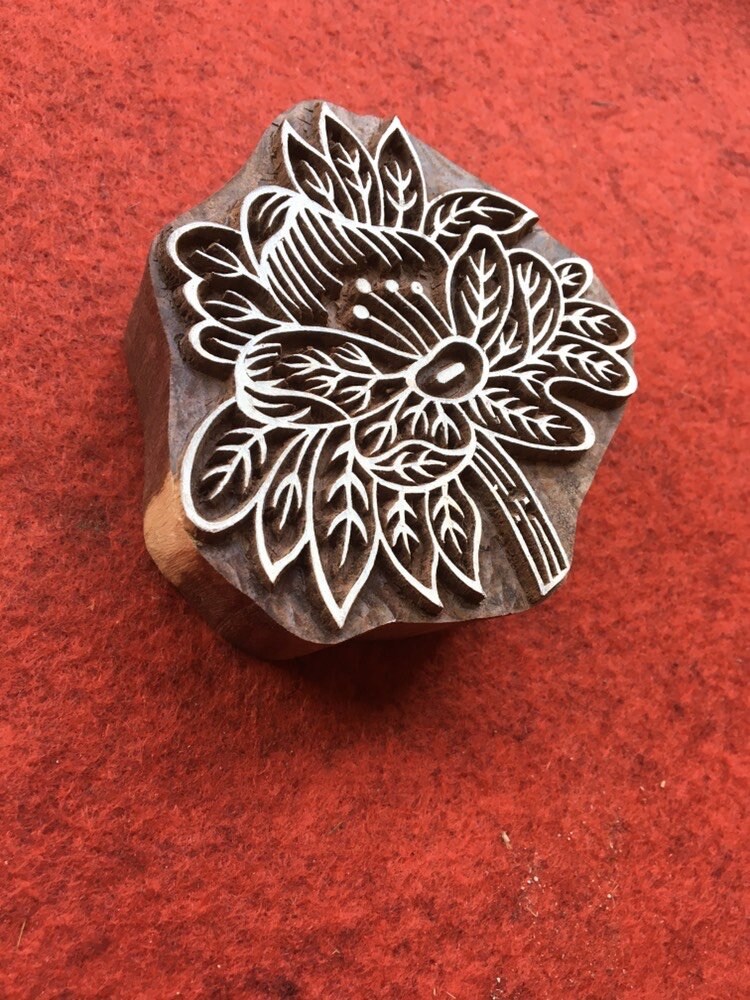 Indian Artistic Handicraft Item Floral 09, hand carved Indian wood printing block; textile stamp; pottery stamp,