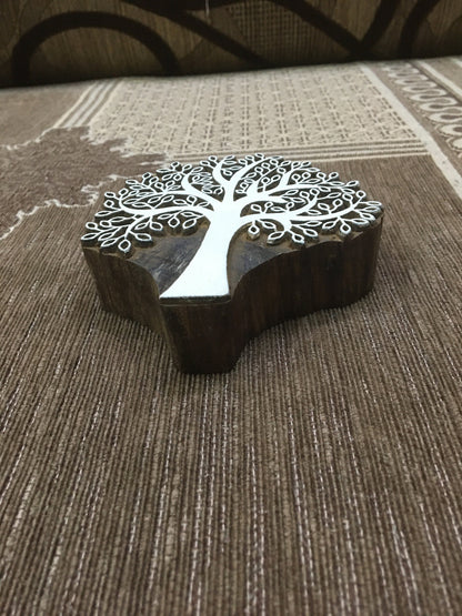Indian Wooden Printing Block –  Spring Tree, pottery stamp ceramic mould scrapbooking tjap batik printing floral carved stamps.